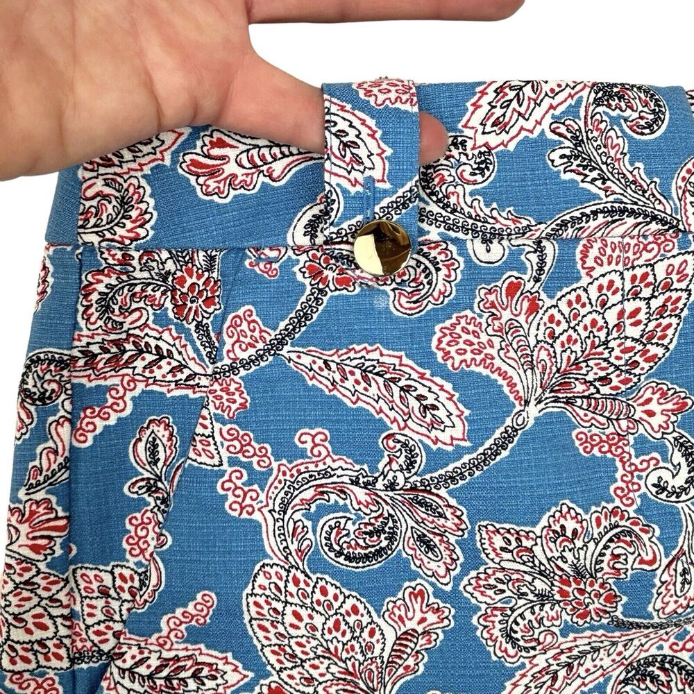 NWT Ann Taylor LOFT Paisley Riviera Shorts with 4 Inch Inseam Sz 0 Blue Cotton - Picture 4 of 11